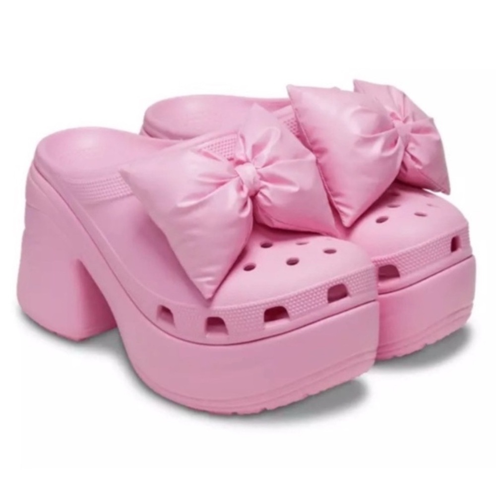 CROCS Siren Bow Clog in Pink Tweed Women size 6 Men size 8